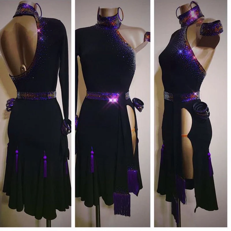 GOODANPAR New Style Latin Dance Dress Women Girls Lycra Dance Wear Salsa Samba Rumba Costume With Bodysuit Bra Sexy Dresses