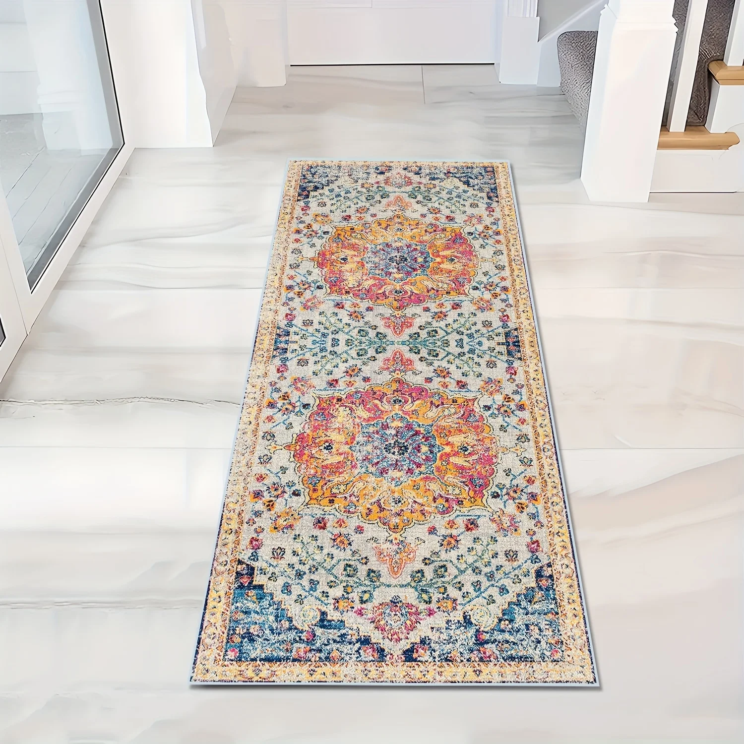 VIKAMABohemian Style Runner Rug Runner Mat Home Decoration Kitchen Rugs Entryway Hallway Bedroom Carpet Welcom Floor Mat Laundry