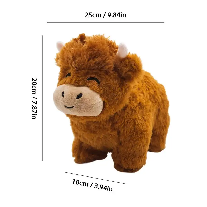 Fluffy Highland Cow Soft Toy Gift Brown Highland Cow Stuffed Animal Plush Toy Highland Cattle Plush Stuffed 7.87inch Fluffy Bull