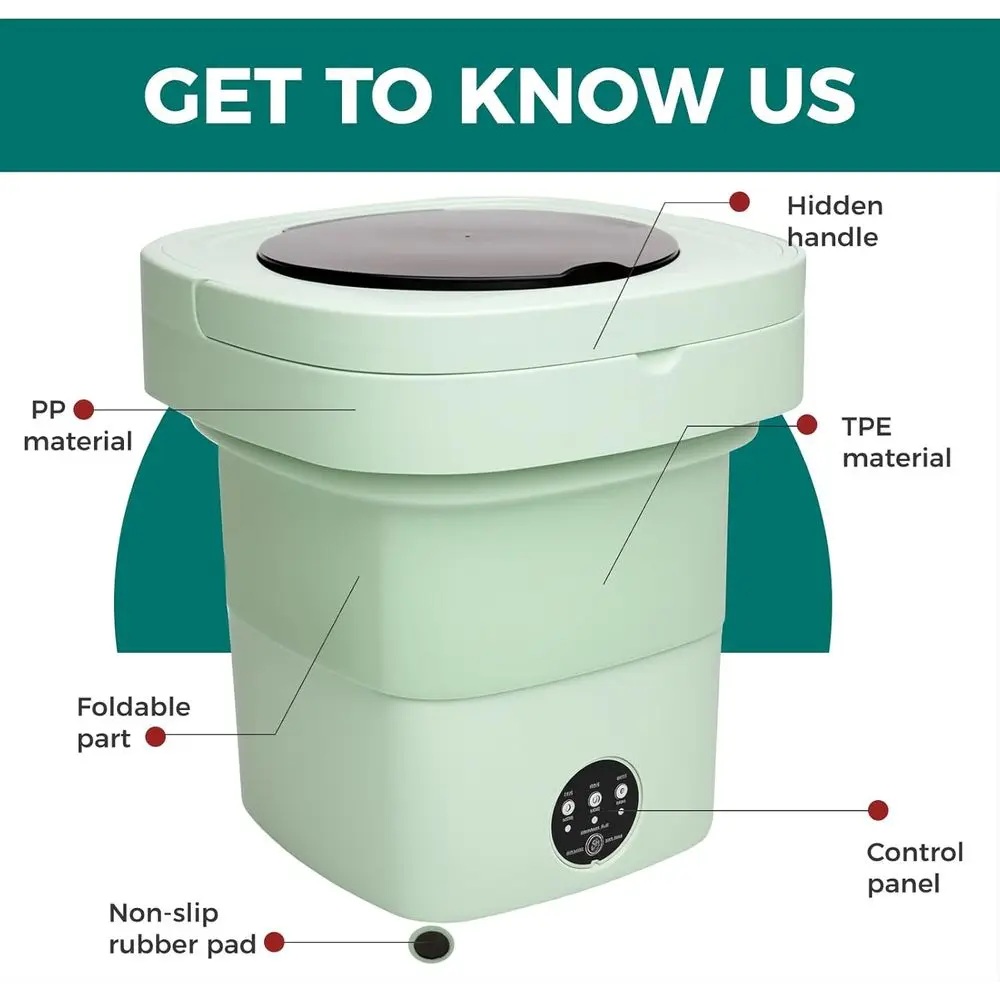 Portable Washing Machine Mini Washer - Compact, Foldable Countertop Clothes Washer & Dryer Combo, Small Portable Laundry Machine