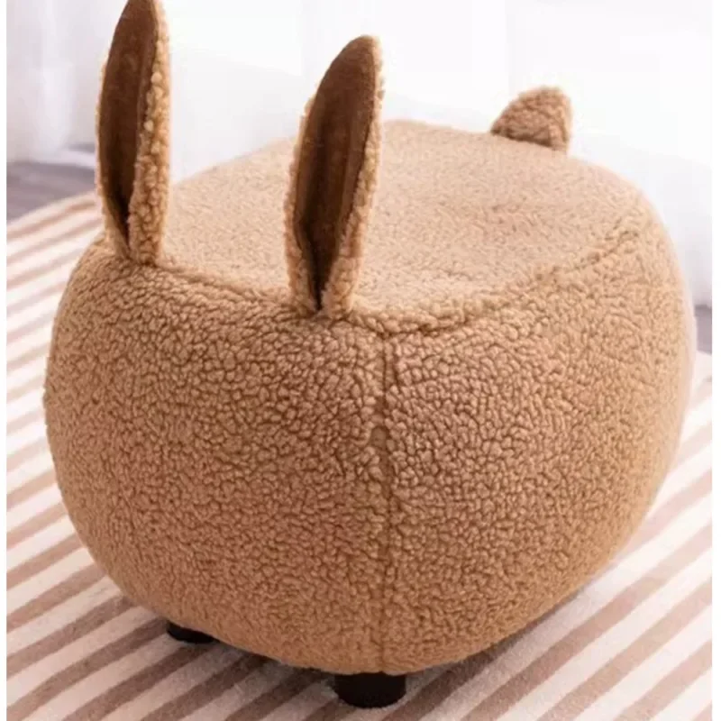 Bunny-Shaped Low Ottoman Footrest – Soft Plush Animal Stool for Kids’ Room or Living Room Seating