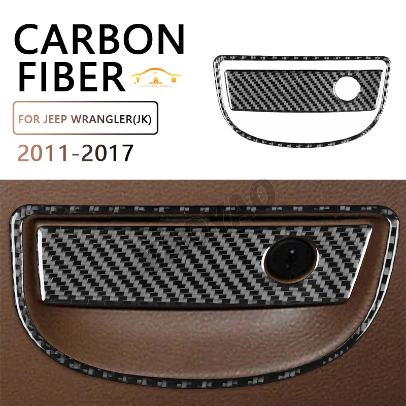 

Car Interior Accessories For Jeep Wrangler JK 2011-2017 Carbon Fiber Glove Box Puller With Keyhole Surround Trim Sticker