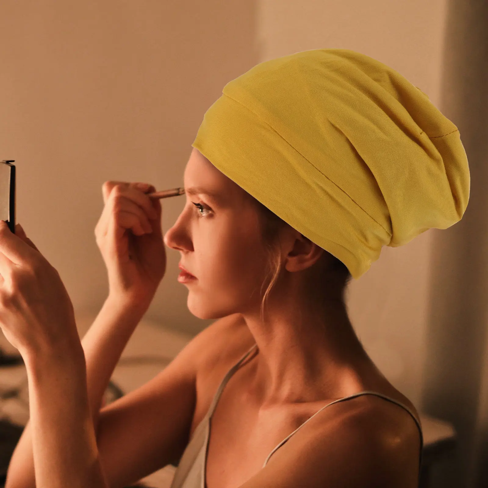 

Комплект из 2 женских хлопковых шапочек для сна с атласной подкладкой, для ухода за волосами, предотвращающие ломкость, для химиотерапии, для домашнего ухода и красоты