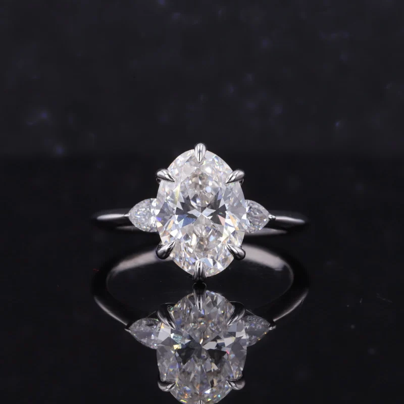 

Hot Sale 14K White Gold Oval Shape D VS1 IGI Certified Lab Grown Diamant Jewelry Three Stone Engagement Diamond Ring