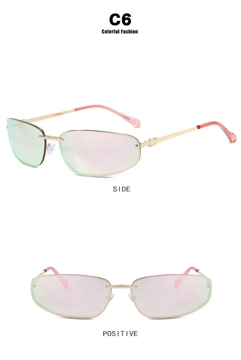 Y2K Sonnenbrillen für Damen, Modemarke, Legierung, kleine quadratische Sonnenbrillen, Herren, Vintage, Hip-Hop, Spiegelgläser, UV400, Outdoor, zum Autofahren – Detail 15