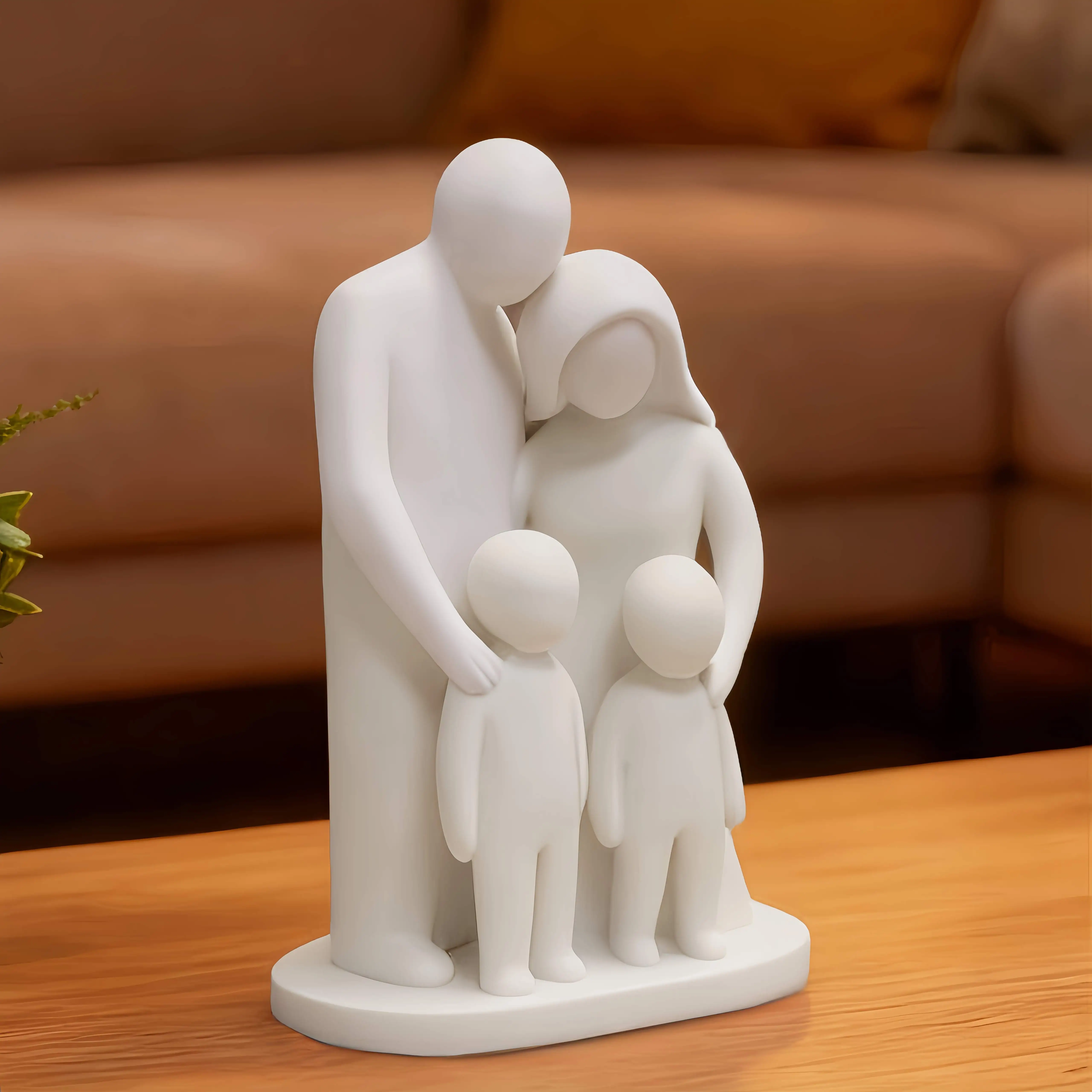 Abstrakte 4er-Familienfigur, Moderne Minimalistische Familienskulptur, Weiße Eltern-Kind-Statue für Heimdekoration, Sinnvolle Geschenke – Detail 1