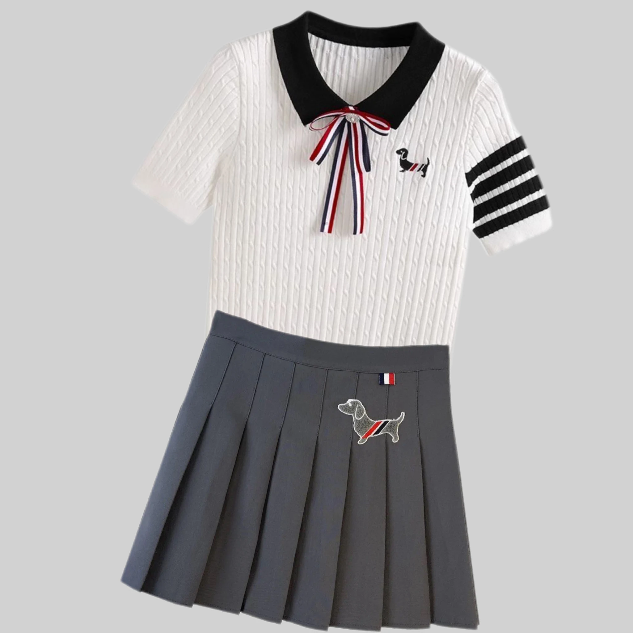 Luxury Embroidery New Two Piece Set Women Korean Authentic Golf Suits Sports Mini Skirt+Golf Short Sleeve Women Golf Clothing골프복