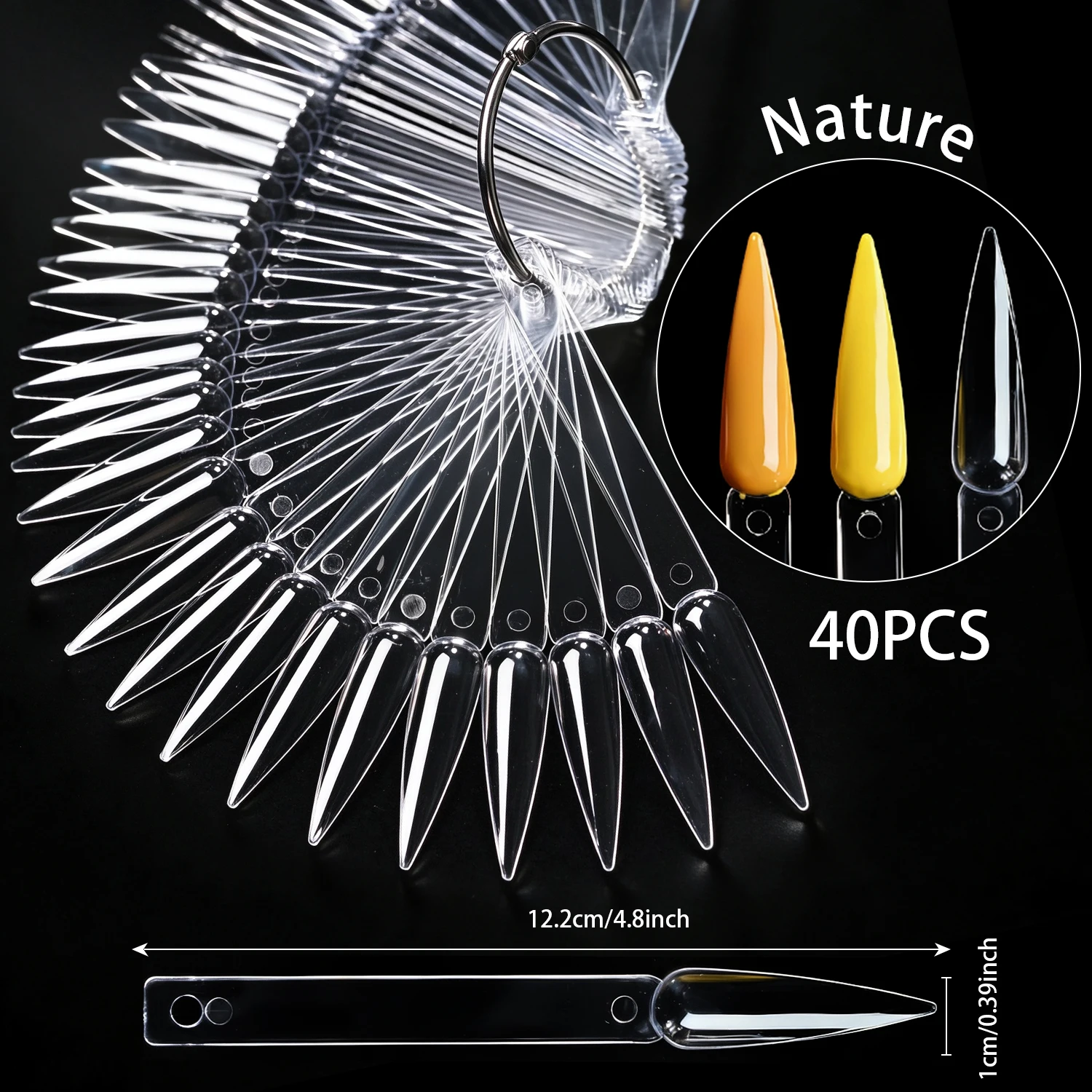40/50Pcs Clear Long Stiletto Nail Color Swatch Sticks Gel Practice Display Board Professional Manicure Salon Polish Sample Show