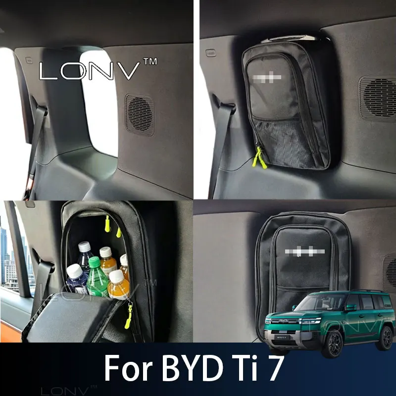 For BYD Ti 7 2026 2027 Car Side Window Storage Bag Multi-Purpose Cargo Organizer Travel Storage Pouch Interior Accessories