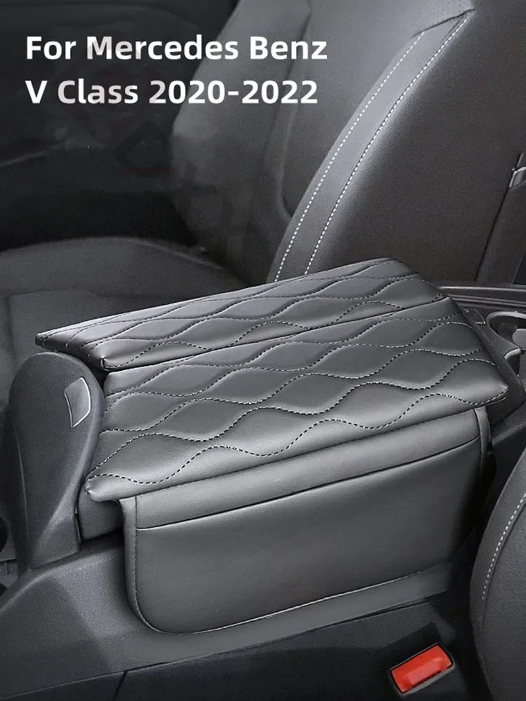 

For Mercedes Benz V Class W447 2020-2022 V260 Center Console Armrest Storage Box Cushion Anti-Scratch Leather Armrest Mat Pad