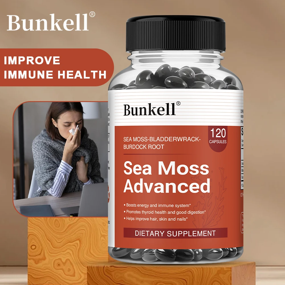 

3-in-one Irish Sea Moss Capsules Plus Fucus and Burdock Root, Seaweed Complex - Superfood Support for Immunity and Thyroid