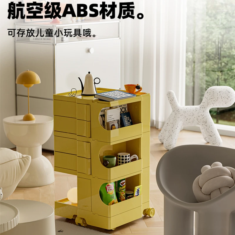 Nordic Style Simple Multi-functional Storage Cabinet Movable Trolley Snack Storage Cabinet Internet Celebrity Bedside Table