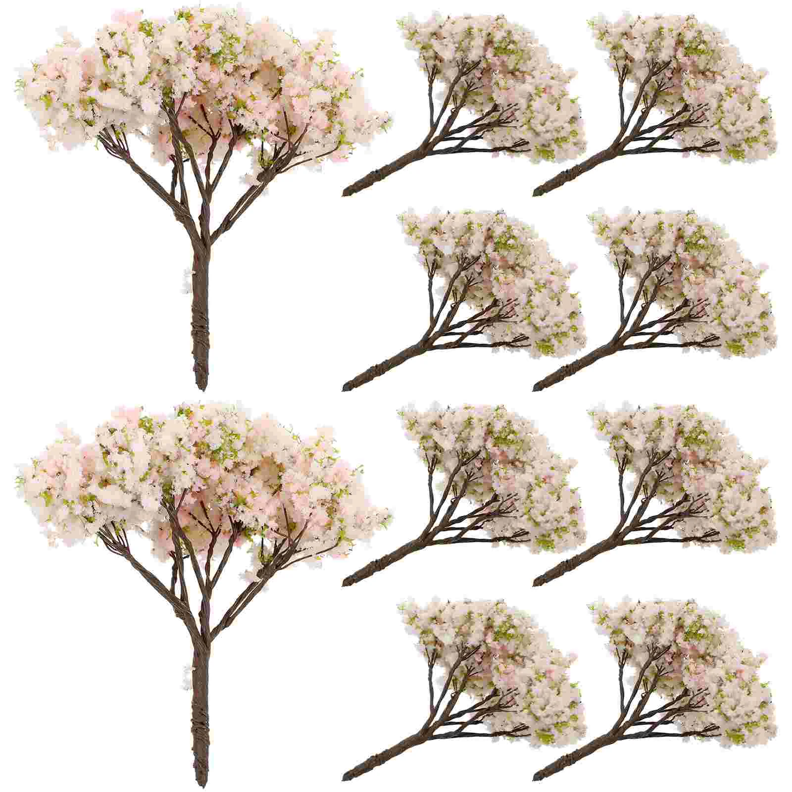 

10 Pcs Micro-Landscape Tree Toy House Artificial Cherry Blossom Indoor Flowers Model Trees Plastic Dollhouse Plants Furniture