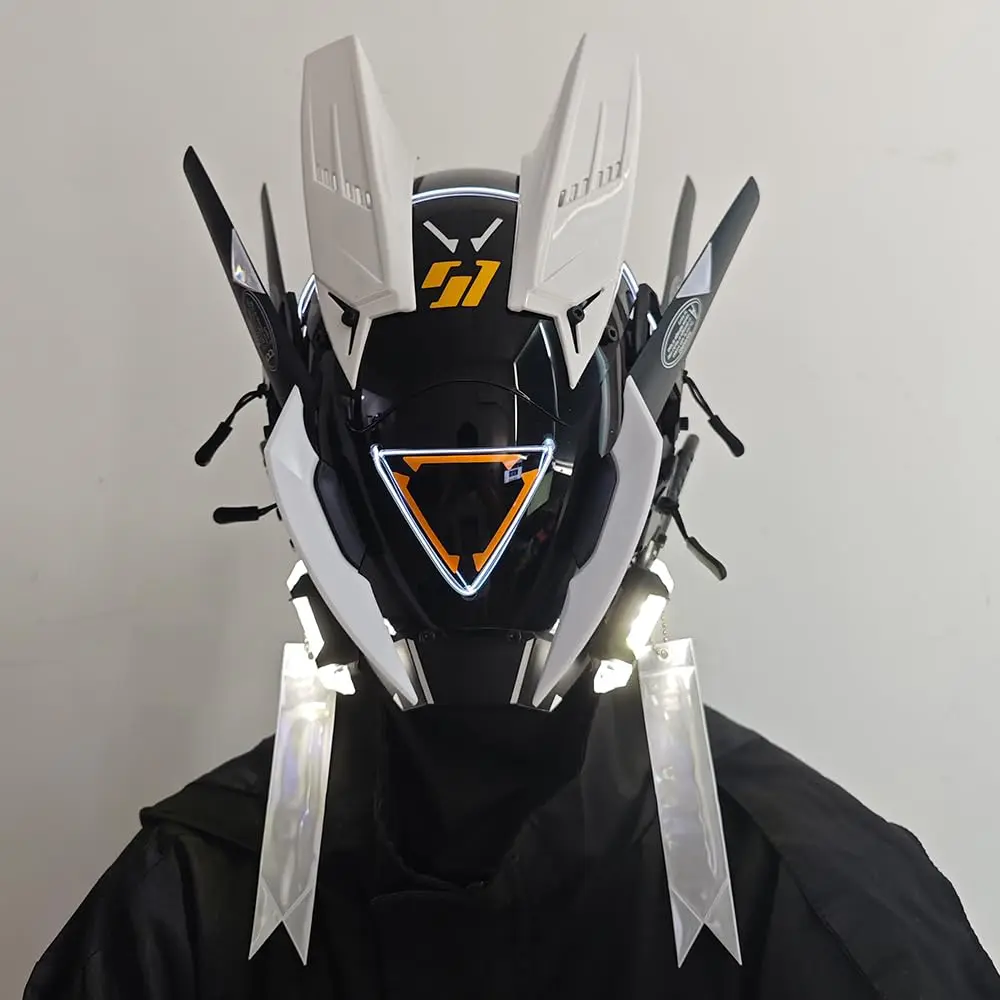 JAUPTO Punk Mask Cosplay per uomo, triangolo Light Mask Cosplay Halloween Fit Party Music Festival accessori