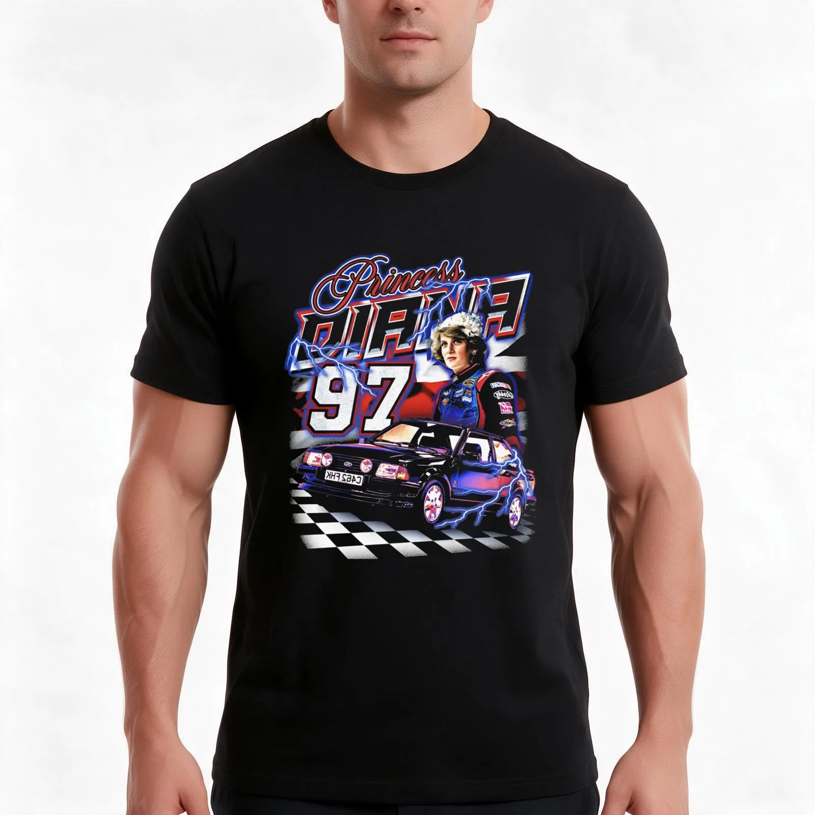 Princess Diana Racing T-Shirt, Summer Casual Cotton Tee, Oversized Streetwear Tops, Vintage Graphic Print, Unisex Men Women