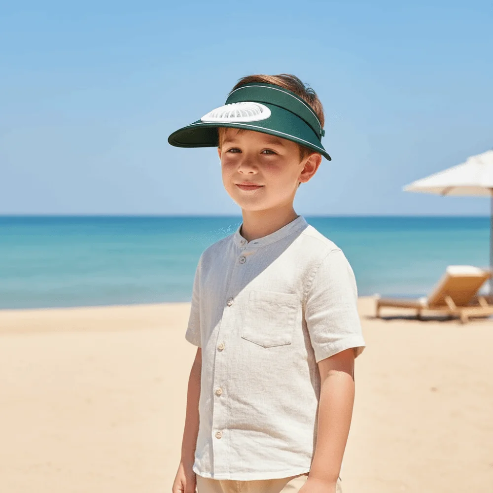 Portable Rechargeable Fan Hat Long-lasting Adjustable Children Visor Cap Versatile Lightweight Empty Top Fan Hat Outdoor