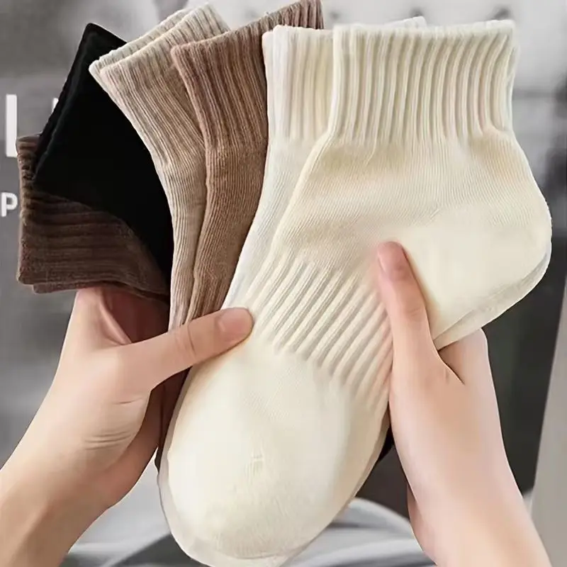 10/5 Pairs of Socks with Random Colors, Autumn and Winter Ins-Style Mid-Calf Socks, Versatile and Stylish Solid Color Maternity Socks, Trendy Sports Socks, Casual Socks with Random Colors