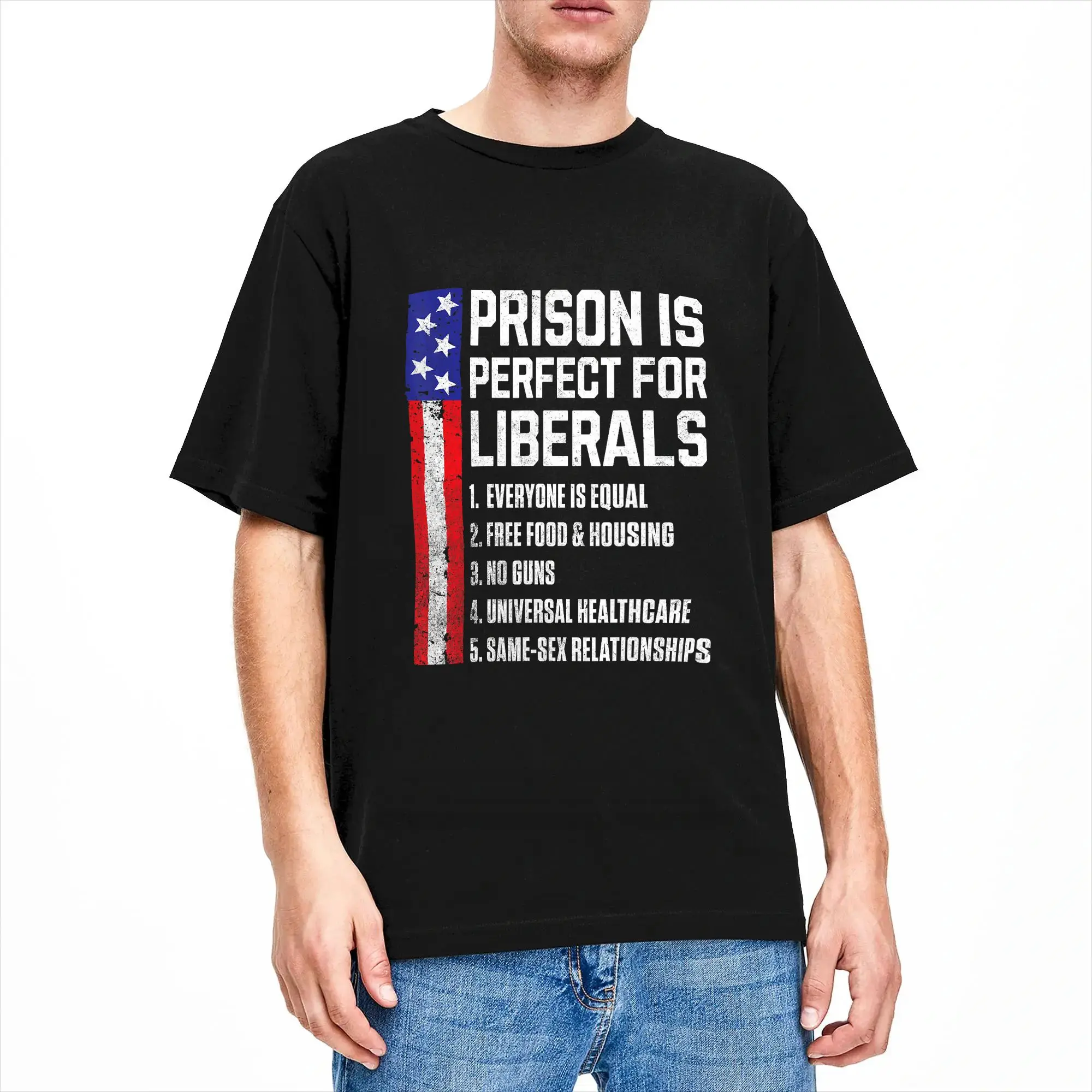 Prison is Perfect for Liberals T-Shirt Summer  Streetwear T-Shirts Pure Cotton Fashion Tshirt For Men Casual Top Tees