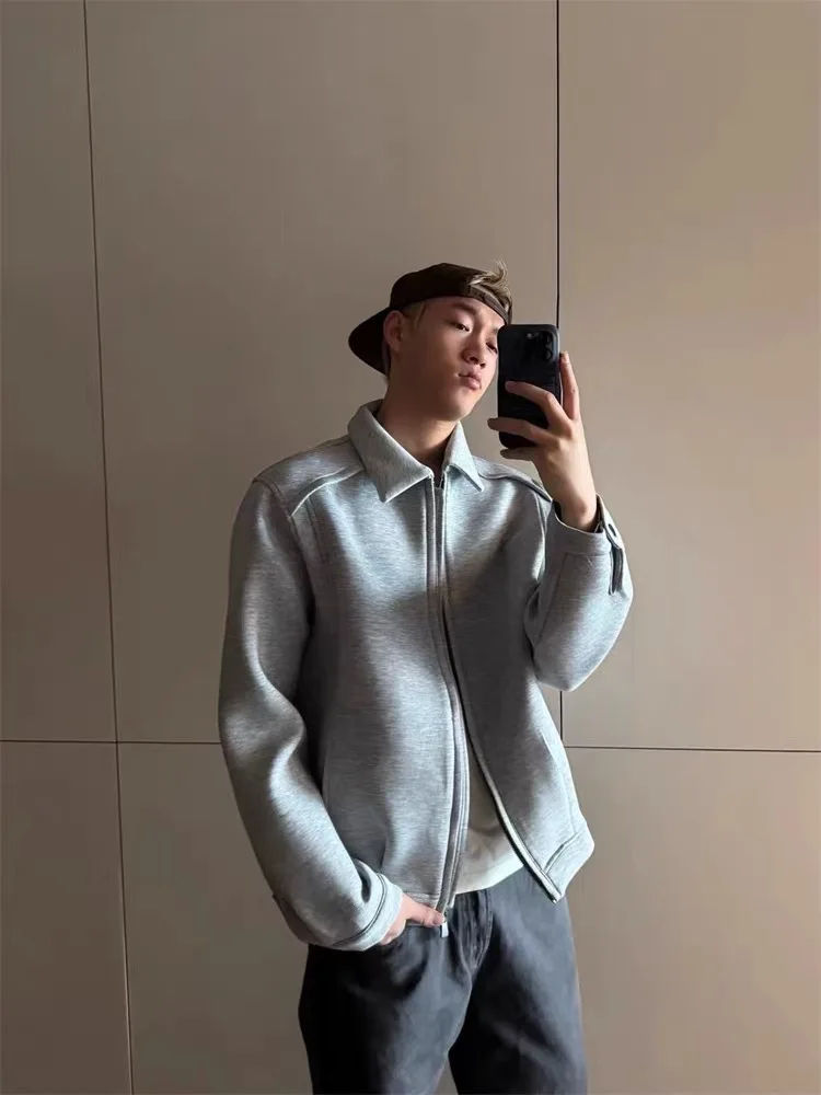 

American Sle Casual Collar ort Jaet Men's Autumn Loose Haome High-End Feeling Top Couple's Sle Zipper Closure