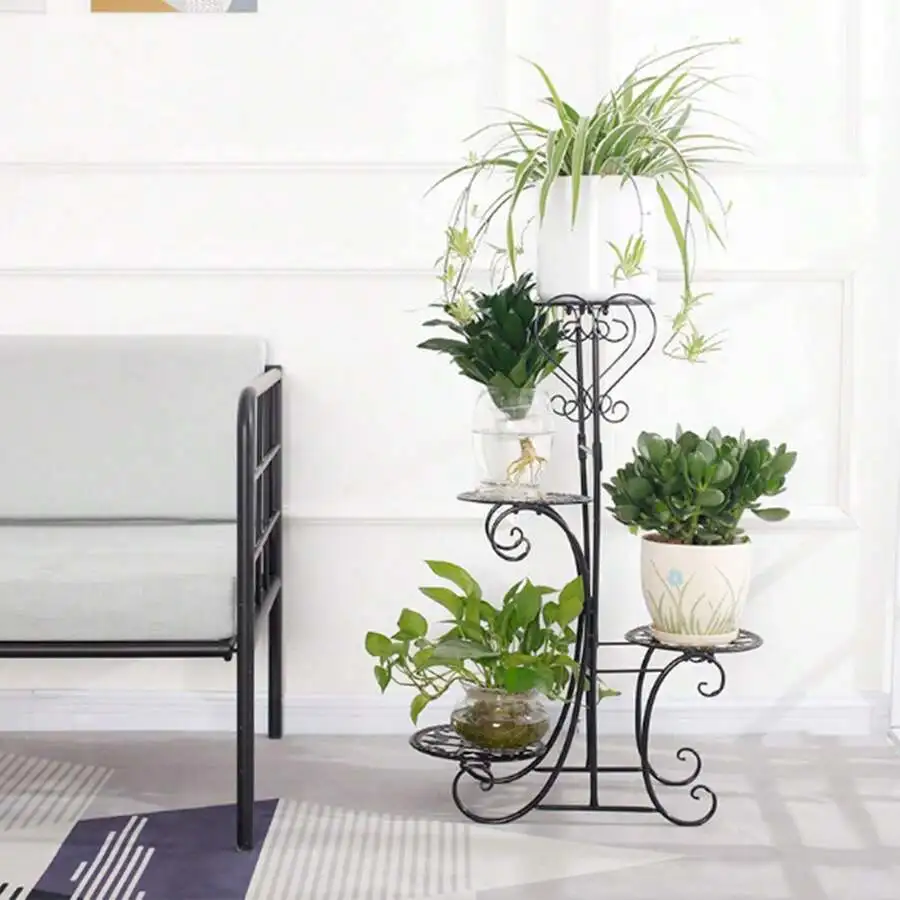 TodaySelling-BTGLOYALHEARTDY Four Basins Disc Plant Stand, 4 Tier Metal Plant Stand Flower Shelves Pot Holder For Planters Displ