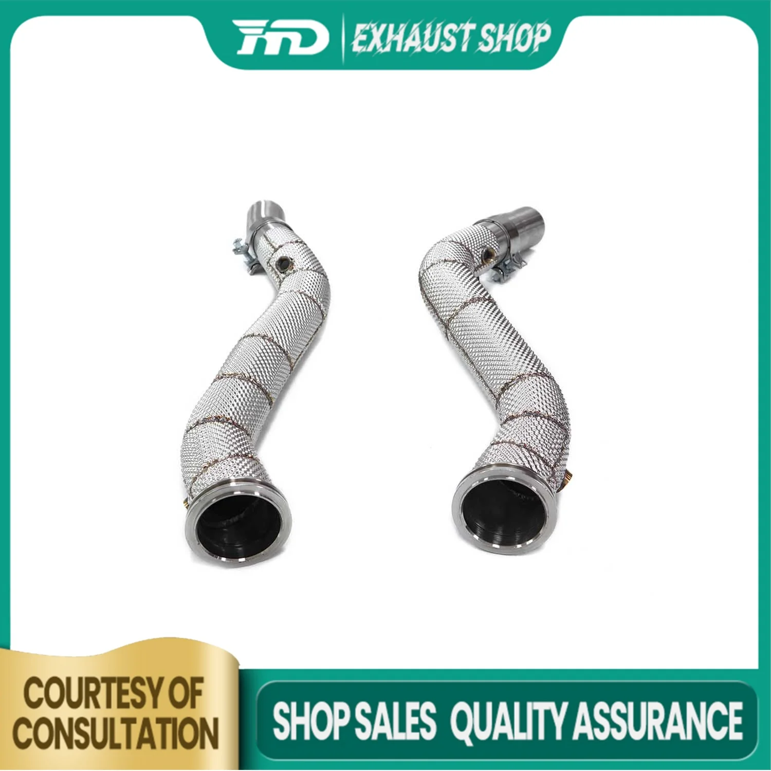 HMD Exhaust System High Flow Performance Downpipe for Maserati Levante 4WD 3.8T With Heat Shield