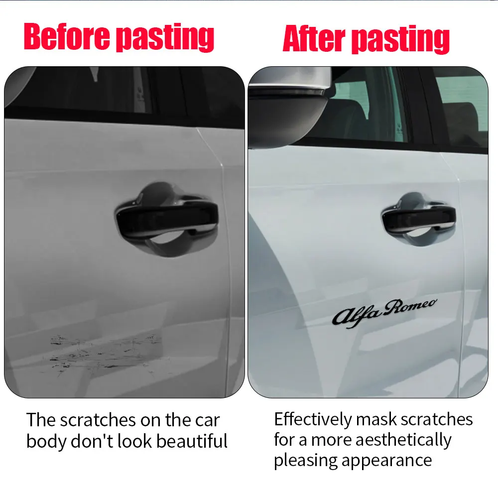 4PCS Black/White Fashion Car Badge Styling Body PVC Stickers Auto Accessories For Alfa Romeo Sportiva Stelvio Giulia Giulietta
