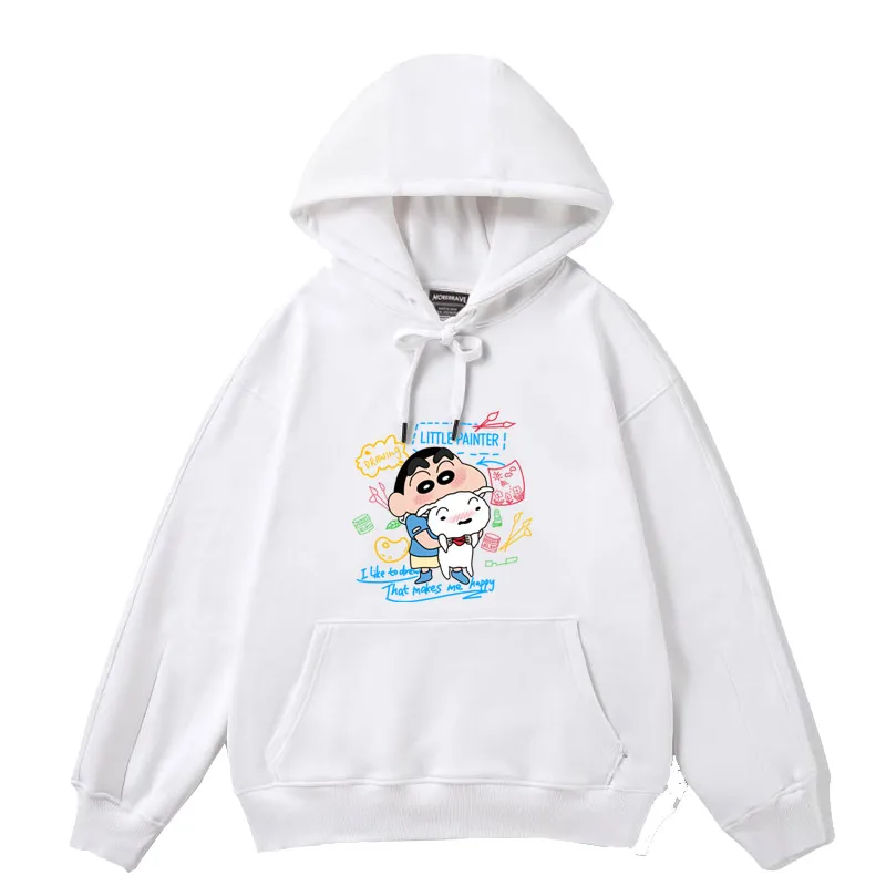 เสื้อสเวตเตอร์มีฮู้ดพิมพ์ลายการ์ตูน คอกลม สำหรับผู้หญิง สไตล์เกาหลี แฟชั่นฤดูใบไม้ร่วงและฤดูหนาว ดีไซน์ทันสมัย ทรงหลวม ใส่ได้ทั้งคู่รัก เสื้อฤดูหนาว สไตล์นักศึกษา