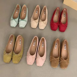 2024 Red Women New Flat Shoes Fashion Shallow Round Toe Ladies Elegant Ballerinas Soft Solse Outdoor Dress Mary Jane Shoes
