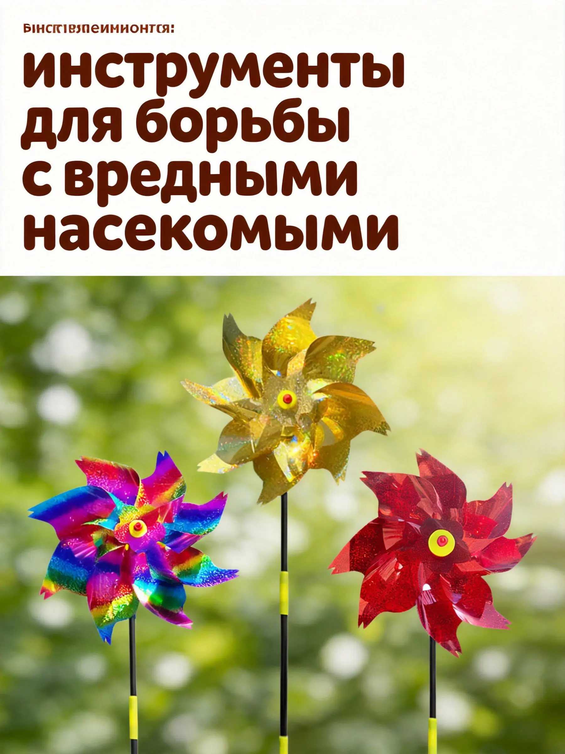 3pcs Garden Pinwheel Decor – Reflective Bird Repellent Windmill for Yard, Orchard & Farm (Humane Scare Device)
