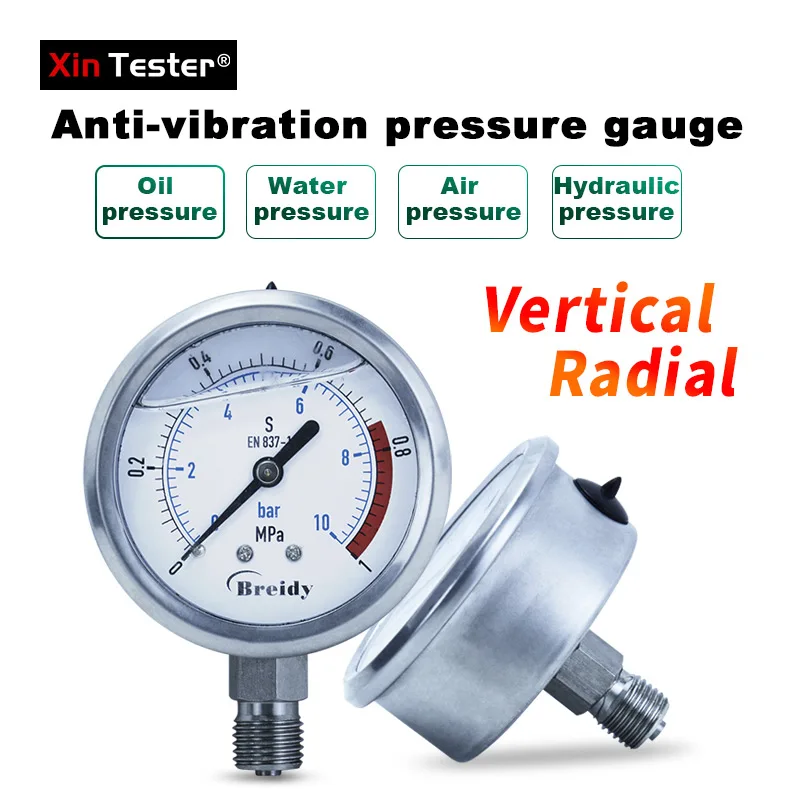 Xin Tester 0-60mpa manometro idraulico per vuoto ad aria manometro in acciaio inossidabile Dia 100mm filettatura per manometro G1/4 G1/2