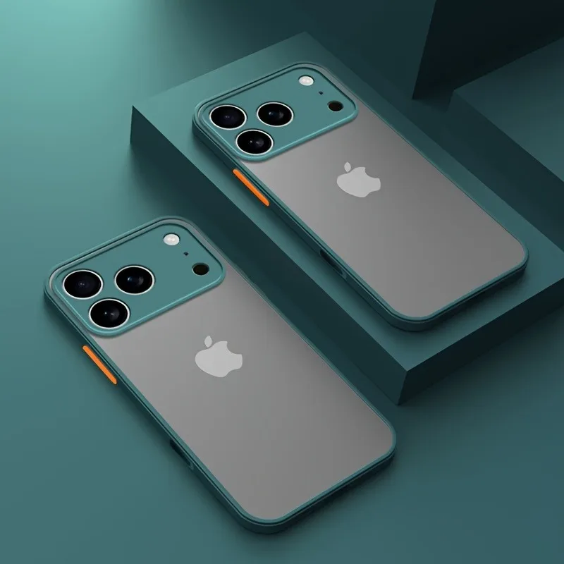 Luxuriöse, durchscheinende Panzer-Handyhülle für iPhone 17 16 15 14 13 Pro Max, stoßfeste Bumper-Hüllen für iPhone 17 Pro Max, matte Abdeckung
