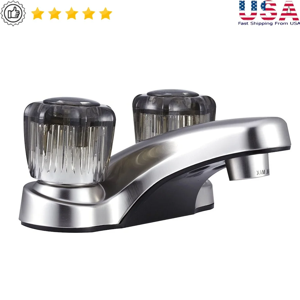 

Смеситель для унитаза на колесах, дымчатые акриловые ручки, матовый атласный никель, двойная ручка, легкий поворот, не брызги, установка с 2 отверстиями