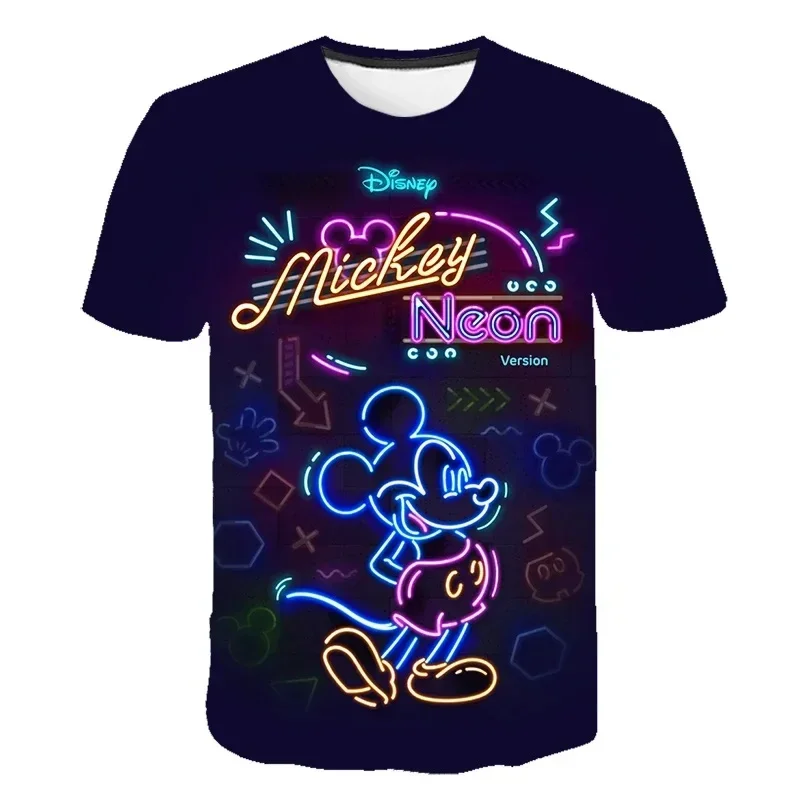 Disney Boys Girls T-shirts Mickey Mouse Men's T-shirts 3D Printed Cartoon Short Sleeve Daisy Men's T-shirts MINISO Men' Clothing