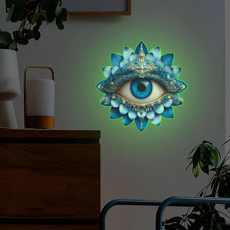 Glow-in-the-Dark  Eyes Toilet Sticker Self-Adhesive Removable Wall Sticker Bathroom Decorative Decal Home Decor〔Nest〕