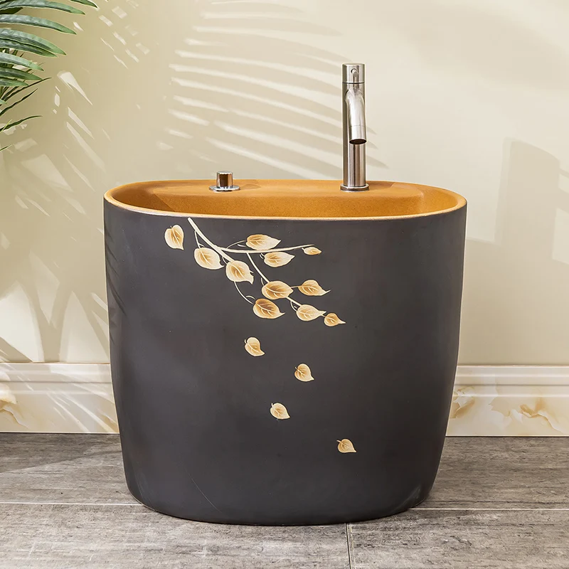 Jingdezhen Factory Sanitary Wares Sink Ceramic Pedestal Laundry Basin Wash Mop Basin
