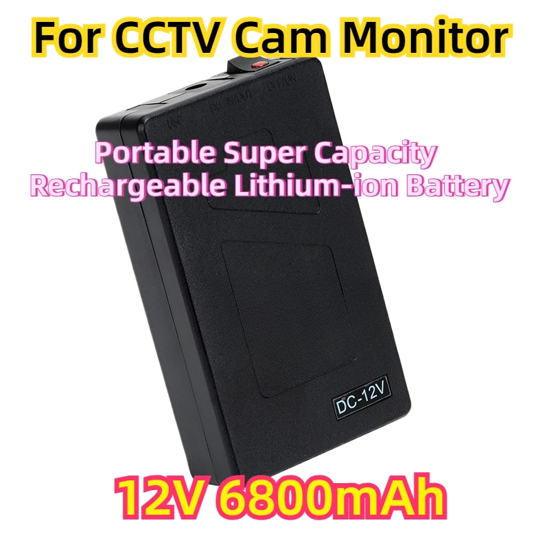 For CCTV Cam Monitor Portable Super Capacity Rechargeable Lithium-ion Battery Pack DC 12V 6800mAh EU/US Plug