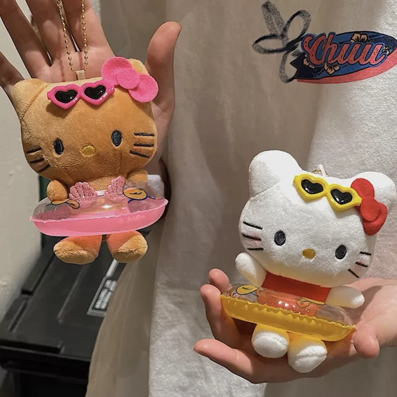 New Hello Kitty Plush Doll Keychain Pendant Cartoon Kt Cat Stuffed Plushies Key Ring Bag Accessories Toy Girls Christmas Gift