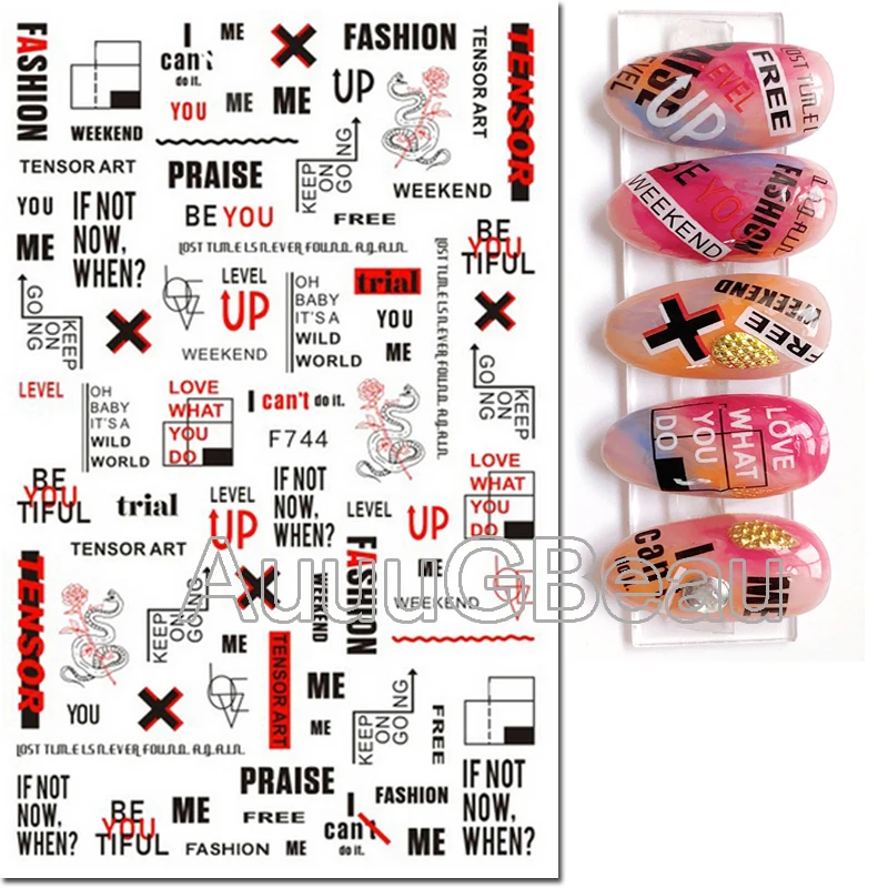 3d Nail Art Decals Geometric Lines Valentine Love Letters Adhesive Sliders Nail Stickers Temporary Tattoos For Nail Tips Beauty