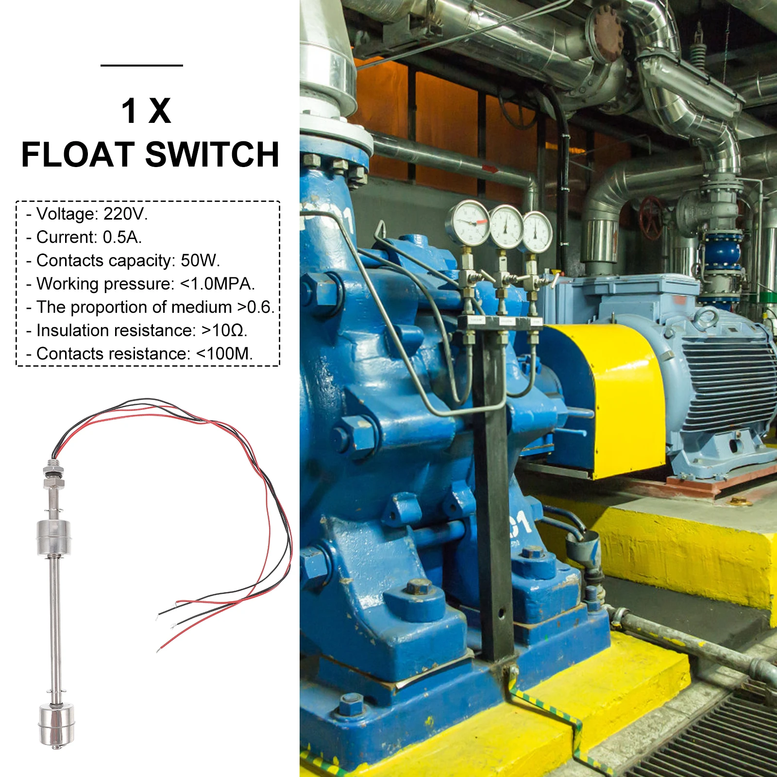 

Liquid Float Water Level Switch Select for Tank Silver Stainless Steel Floating