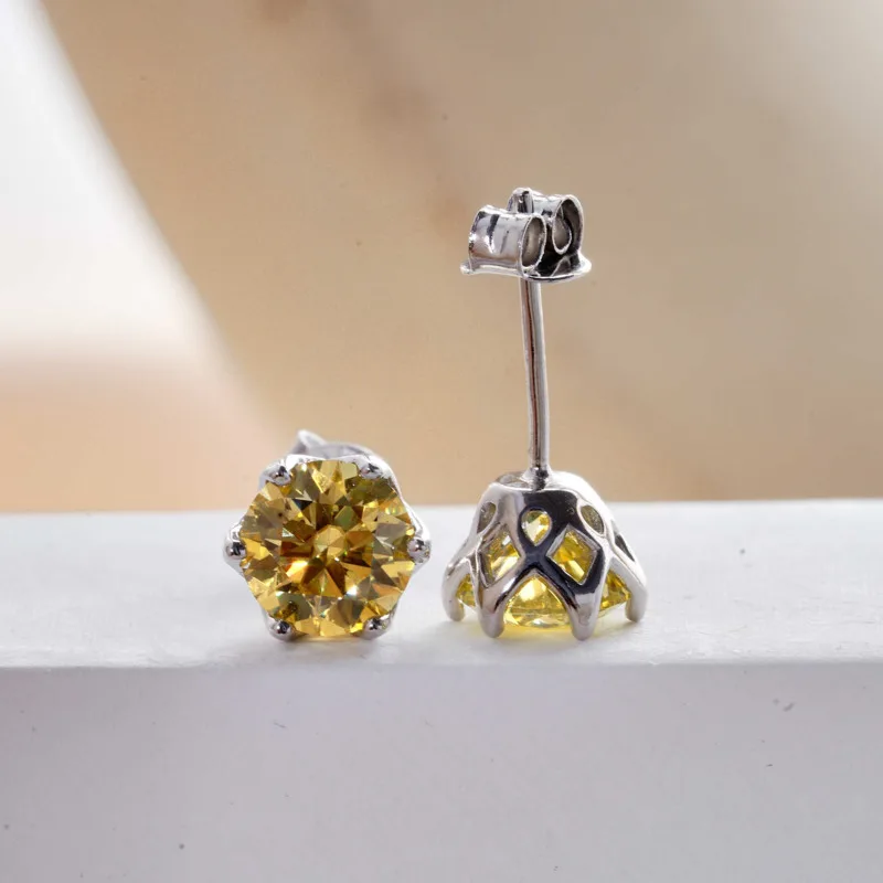 

JellyStory Real 0.5-2Carat D Color Moissanite Stud Earrings For Women Top Quality 925 Sterling Silver Sparkling Wedding Jewelry