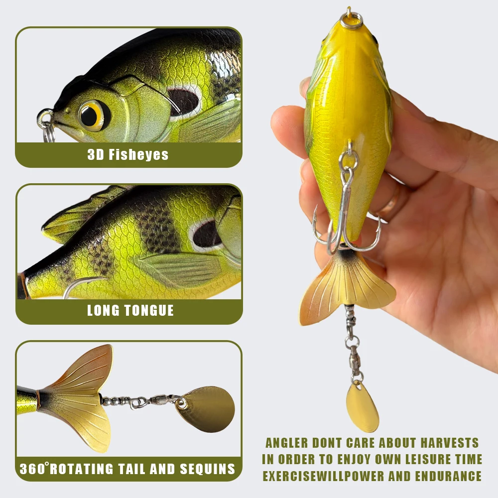 1 Stück Rotierender Schwanz-Popper-Köder 9,5cm 16,6g Oberflächenköder Wobbler Angelköder Lebensechter Künstlicher Harter Köder für Barsch und Hecht Angelzubehör – Detail 2