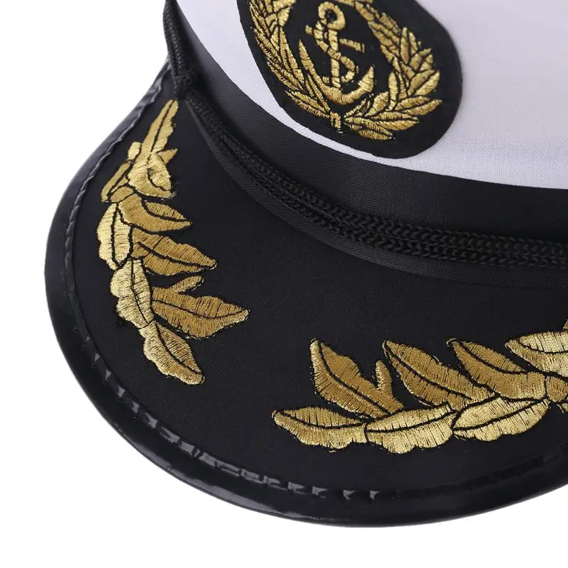 Q0KE White Adult Yacht Boat Captain Navy Cap Cosplay Dress Hat