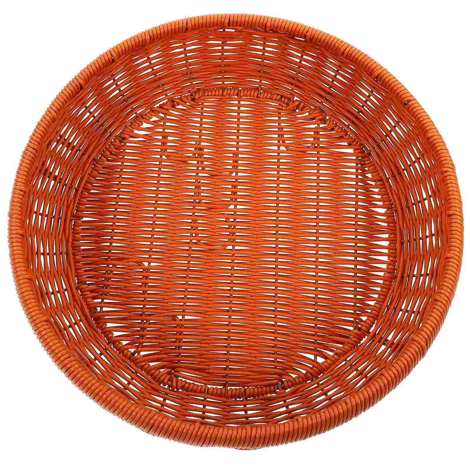 

Imitation Rattan Woven Basket Plastic Handwoven Storage Bread Holder Tabletop for Fruits Baskets Decorative Snack Creative Tray