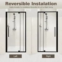 32-36" W x 72" H Semi-Frameless Pivot Swing Shower Door for Bathroom 4