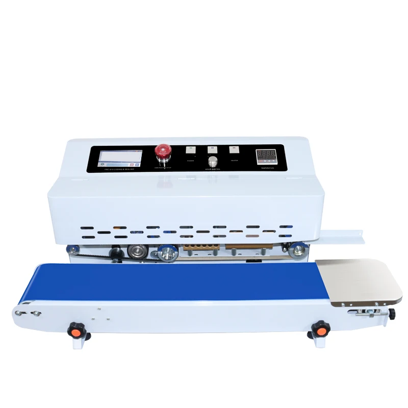 12.7mm Expiry Date QR Code Inkjet Printer Plastic Aluminum Foil Kraft Paper Bag Continuous Band Sealer Sealing Machine