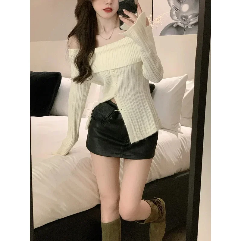 2024 Spring Elegant Crochet Women Turtleneck Sweater Female Long Sleeve Pure Color Knitted Tops Korean Style Blou CMM221