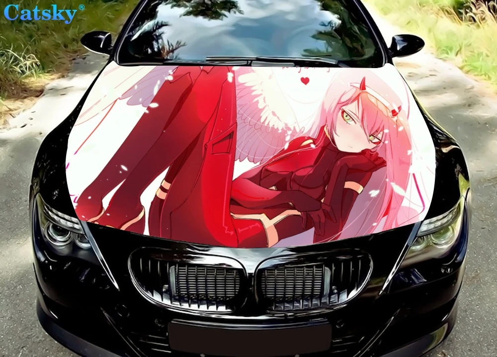 

FRANXX Zero Two Car Hood Sticker,Custom Car Hood Decoration,Hood Protection Cover,Vinyl Car Sticker,Car Body Side Color Decal