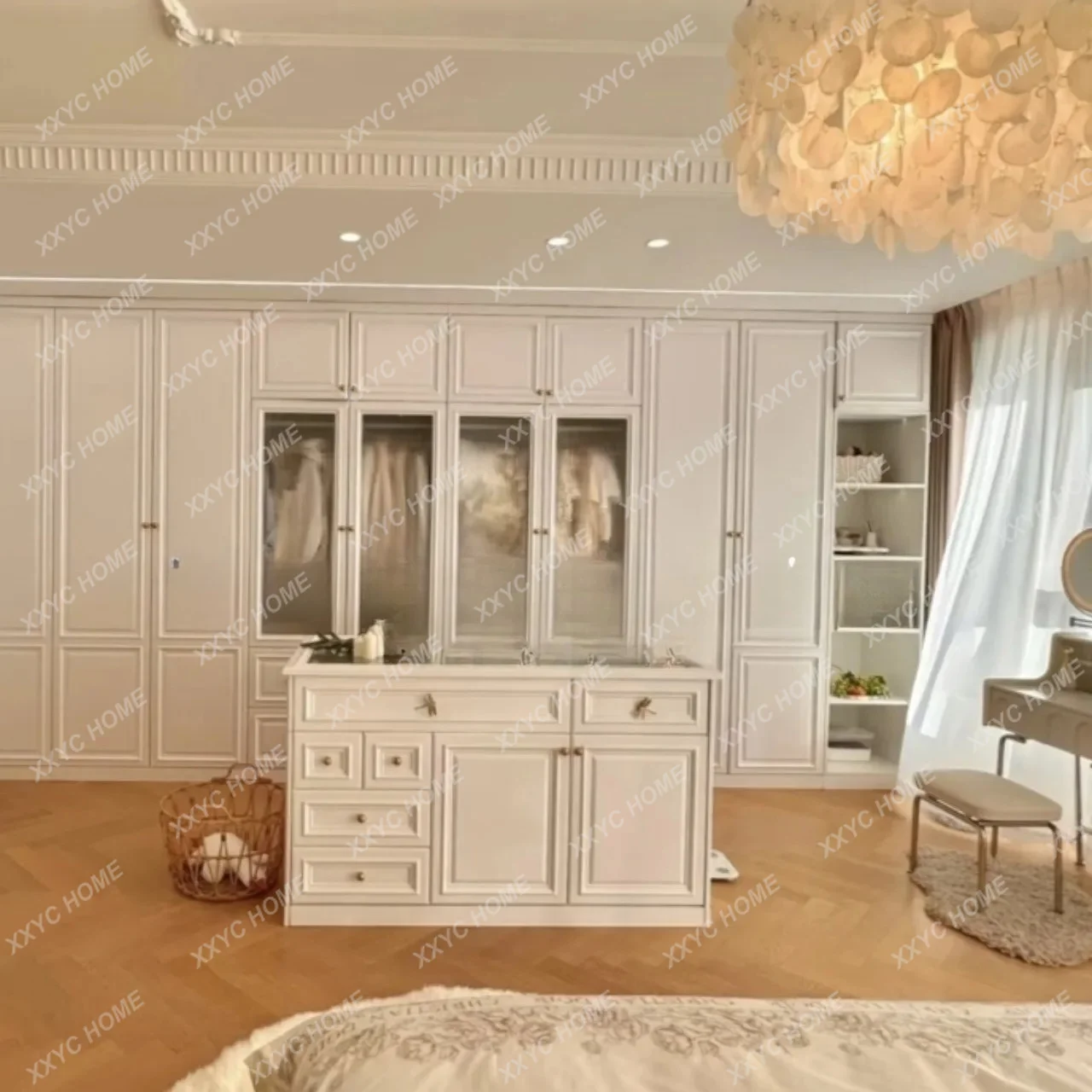 XXCloakroom Cream Wind Zhongdao Simple Household Bedroom Storage Jewelry Display Cabinet