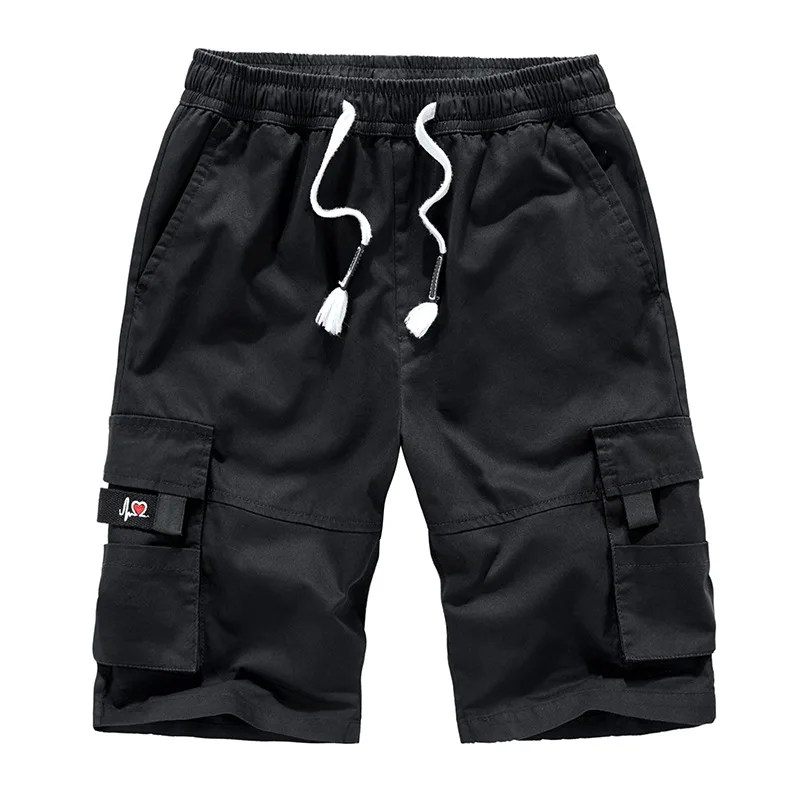 Summer Men's Workwear Shorts Loose Large Size Pure Cotton Five-Part Casual Pants Multiple Pockets Comfortable High Waist Stra...