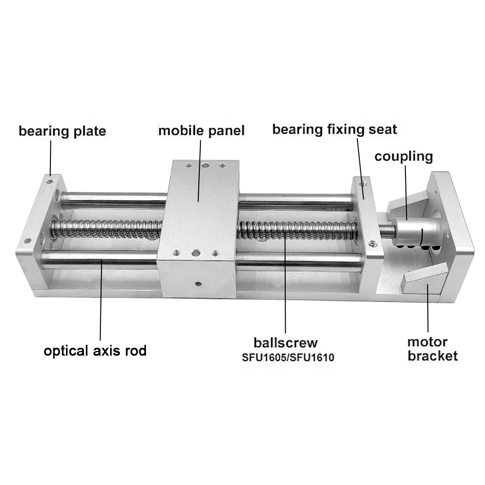 XYZ Axis Linear Rail Guide Slide Stage 96mm Width BallScrew 1605 1610 For Nema 23 34 Stepper Motor 60 80mm Servo Max load 30KG